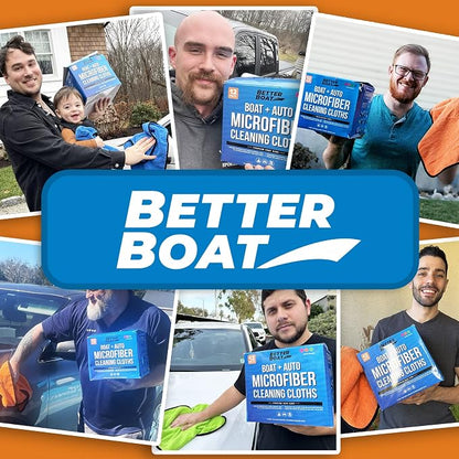 Better Boat 12 Pack Microfiber Cloth Kit, Lint-Free Cleaning Towels for Cars, Boats, and Home, Thick Large Microfiber Cleaning Cloths, Bulk Set