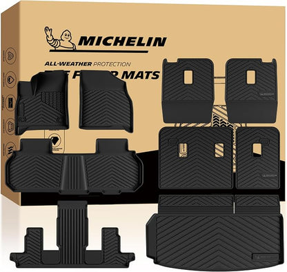 Michelin Vehicle Mats, All-Weather TPE Custom Fit Liner for 2024-2026 Chevy Traverse/2024-2026 GMC Acadia/2025-2026 Buick Enclave 7 Seats(9 Piece), Not Fit 2024 Traverse Limited, Premier