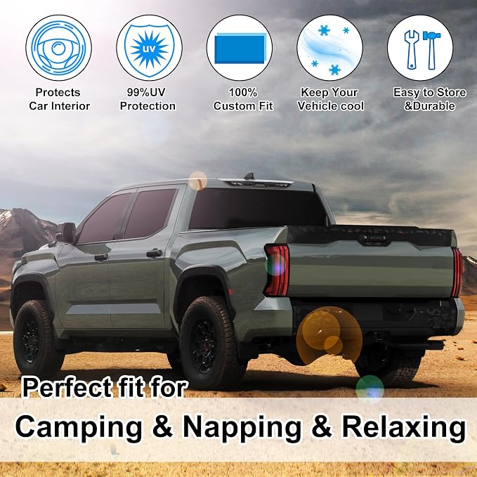 TINGLU Window Shades for Toyota Tundra 2022-2025 2026 Accessories Car Side Full Windows Rear Windshield Sun Shade Sun UV Rays & Privacy Protection for Camping,Napping&Relaxing 6PCS