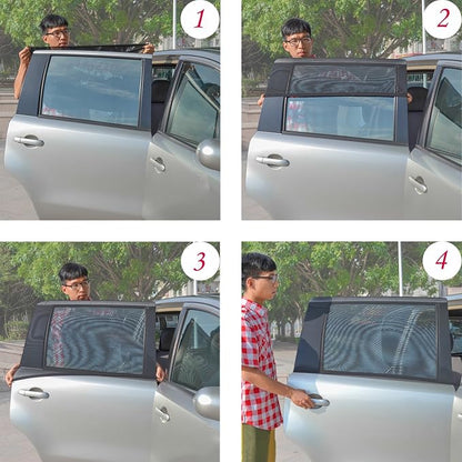 TFY Universal Car Rear Side-Door Square-Window Sunshades - for Vehicles with Side Windows 29.5Inch - 41.5Inch W x 19Inch H (Regular Rectangular Window)