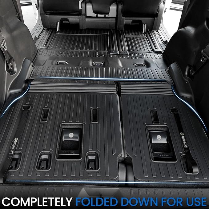 Floor Mats Set for 2021-2025 2026 Toyota Sienna (Only for 8 Seats), All Weather TPE Backrest Mat Trunk Lower Well Mat Cargo Liner Door Sill Guards Accessories (8 Seats Full Mats Set)