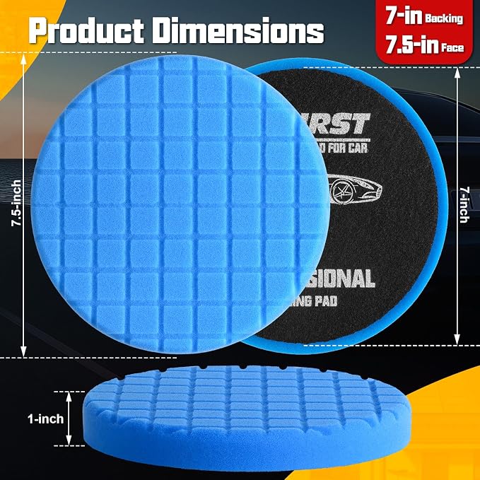 6 PCS 7 Inch Buffing Pads, Polishing Pad Kit with Foam Sponge Buffing Pad for Car Buffer Polisher, Compounding, Polishing, Waxing and Sealing Glaze