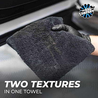 The Rag Company - Creature Edgeless Auto Detailing Towels (10-Pack) Professional 70/30 Blend, Dual-Pile Plush Microfiber, Buffing & Polishing, 420gsm, 16in x 16in, Black