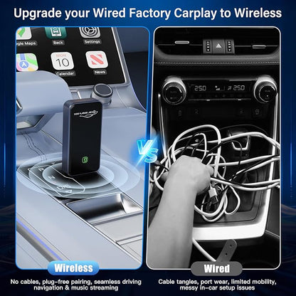 2026 Upgraded Wireless CarPlay Adapter for Apple iPhone - Convert Factory Wired to Wireless CarPlay Dongle, Plug & Play for iOS 10+ & Wired CarPlay Cars 2016+, USB & Type-C Port