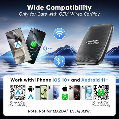 6-in-1 Android Auto Wireless Adapter and Apple CarPlay Adapter, Wireless Carplay Adapter with Netflix YouTube TF Card, Plug & Play, Easy Setup, Magic Video Ai Box for OEM Wired Apple Car Play Cars