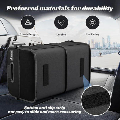 Sposuit Trunk Organizer for Car - 80L Collapsible Car Storage with 11 Pockets & Reinforced Handles, SUV Trunk Organizers for Grocery Cargo(Black)