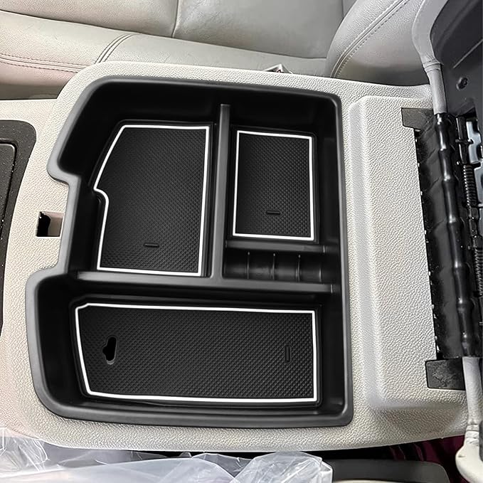 HGWEI Center Console Organizer Compatible with 2007-2014 Chevy Silverado GMC Sierra Avalanche Tahoe Suburban Yukon Yukon XL Accessories, Floor Mounted Center Console ONLY, White Trim