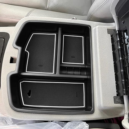 HGWEI Center Console Organizer Compatible with 2007-2014 Chevy Silverado GMC Sierra Avalanche Tahoe Suburban Yukon Yukon XL Accessories, Floor Mounted Center Console ONLY, White Trim