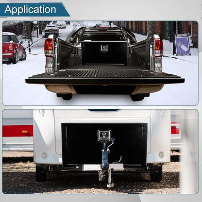 30"X14"X16" Underbody Utility Tool Box Truck Box Black Heavy Duty Steel Trailer Box Pick Up Storage Organizer w/Lock & Keys