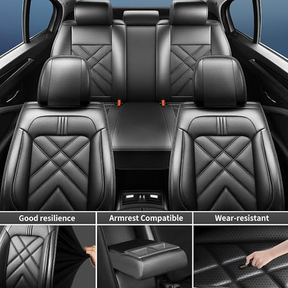 Impala Car Seat Covers Fit for Chevrolet/Chevy Impala 2014-2020, Full Coverage Leather Waterproof Breathable Seat Covers, Automotive Seat Protectors, Airbag Compatible, (5 Seats, Black)
