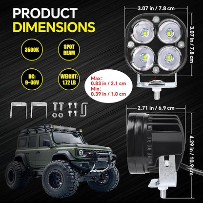 Motorcycle Driving Lights Yellow LED Pods Lights 3’’ 40W LED Driving Off Road Lighting 12V 24V Spot Cube Light for Truck ATV UTV SUV Bike Car Boat Trucks LED Spotlights with 6 Light Beads 2PCS