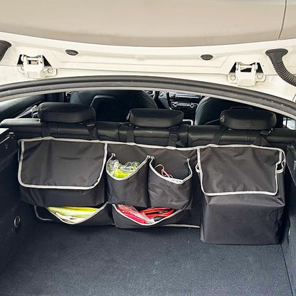 Car SUV Backseat Trunk Organizer Hanging Bag,6 Nylon Fabric Pockets, Interior Storage Organizer Accessories, For SUV, Jeep, MPV, Space Saving Design