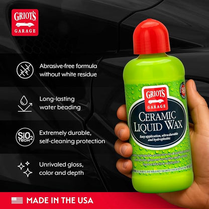 Griots Garage Ceramic Liquid Wax for Car Polishing and Detailing, High-Gloss Shine and Hydrophobic, Self-Cleaning Coating for Auto Paint, 10909, 16oz
