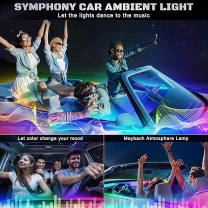 Dreamcolor Acrylic Interior Car LED Strip Light with Wireless APP, RGB 14 in 1 with 175 inches 593 Neon Car Ambient Lighting Kits, Dual Zone Music Sync LEDs Fiber Optic Strip Neon Lights for Car