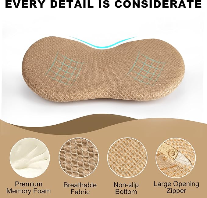 Livtribe Car Seat Cushion - Memory Foam Car Seat Pad - Sciatica & Lower Back Pain Relief - Car Seat Cushions for Driving - Road Trip Essentials for Drivers(Beige)