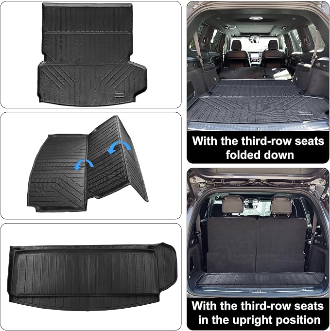 Auxko All Weather Floor Mats & Cargo Liner with Backrest Protector Fit for 2026 2025-2021 Jeep Grand Cherokee L 6 Seat (2nd Bucket Seat) Odorless Liners Accessories Black