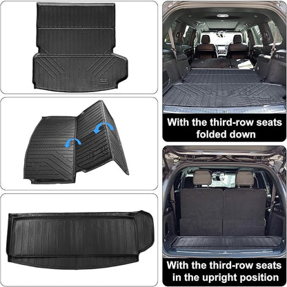 Auxko All Weather Floor Mats & Cargo Liner with Backrest Protector Fit for 2026 2025-2021 Jeep Grand Cherokee L 6 Seat (2nd Bucket Seat) Odorless Liners Accessories Black