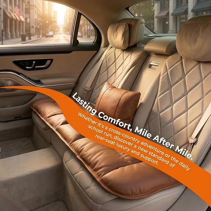 A leather rear seat cushion specially designed for cars - made by hand - can relieve pain in the buttocks, pressure points, and sciatic nerve. | Rear seat cover (Red Flag Brown, Rear Seat Cushion)