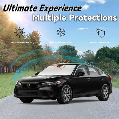 Windshield Sun Shade for Honda Civic 2016-2021, Car Front Window Sunshade with 240T Sun Visor Protector Blocks UV Rays Heat Sun Shield Accessories