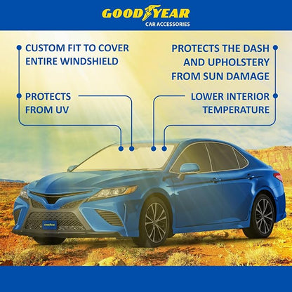 Goodyear Foldable Windshield Sunshade for Toyota Camry 2018-2024, Car Accessories, Sunshade Cover, Sun Shade Car Windshield, Window Sun Blocker - GY008249