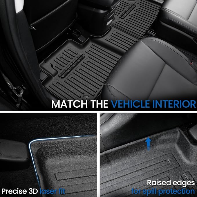 Floor Mats Set for 2026 Hyundai Palisade Hybrid 7/8 Seats (Not Fit Gas), All Weather TPE Backrest Mat Cargo Mat Floor Liner Accessories, Waterproof and Durable Car Mats