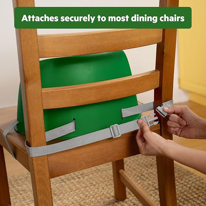 Bright Starts John Deere My Spot Easy-Clean Booster Seat, Portable Dining Chair Booster with 3-Point Harness, Green, 6 Months - Toddler