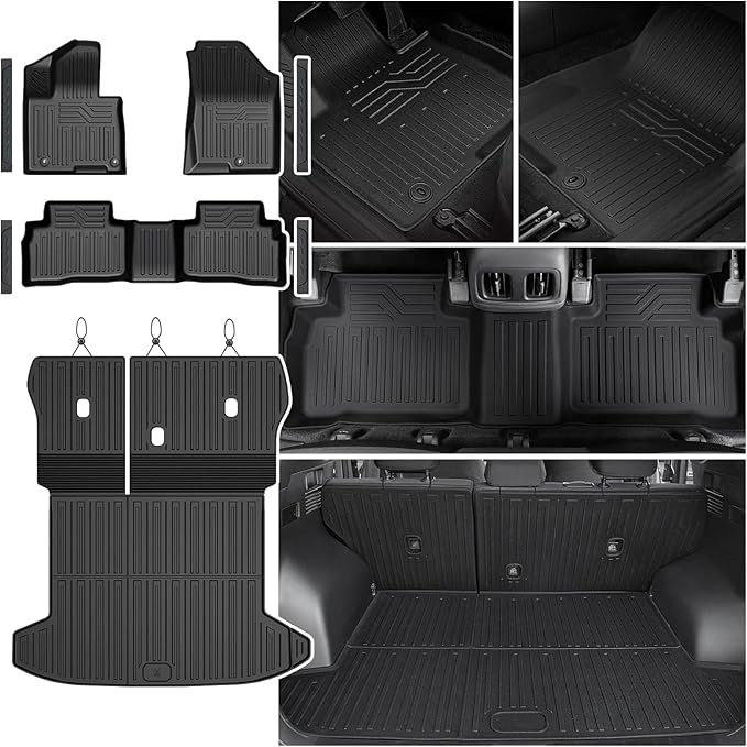 Floor Mats Set for Hyundai Tucson 2022-2025 2026 Hybrid Version (Not fit Gas and PHEV), All Weather TPE Cargo Liner Backrest Mat Trunk Mat Door Sill Guards Accessories