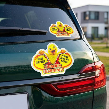3 Pcs Reflective Student Driver Magnet and Stickers Set - Funny Animal New Driver Safety Signs for Car, Waterproof & Weatherproof High Visibility Vehicle Bumper Decals, Magnet + Stickers (Duck)