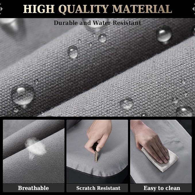 Coverado Car Seat Covers Front, Canvas Universal Seat Covers for Cars, 2-Pack Car Seat Cushions, Auto Seats Protectors for Kids & Dogs, Driver Seat Covers Fit for Most Vehicles Trucks SUVs/Gray