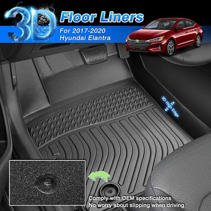 Floor Mats Fit for Hyundai Elantra 2017 2018 2019 2020, All Weather Floor Mats for Elantra Accessories Heavy Duty