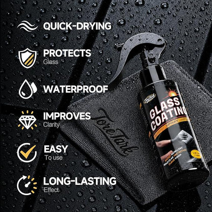 Toretark Car Ceramic Glass Coating Spray,Automotive Windshield Rain Repellent Glass Polish Protect, Long-Lasting Quick Dry Coat (3.38 fl oz +Towel)