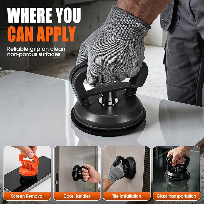 3 Pack Suction Cup Dent Puller,Car Dent Removal,Dent Repair Kit | Paintless Car Dent Puller,With Strong Pulling Power for Car Body & Hail Damage, Object Moving and Glass Lifting(Black+Orange)