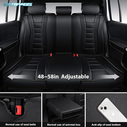 CAR PASS Universal Fit Piping Leather Seat Covers for Cars SUV Trucks, Waterproof Nappa Leather Car Seat Covers Full Set, 3D Foam Cushions Seat Cover Luxury&Comfort&Durable Airbag Compatible, Black