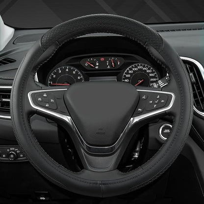 West Llama Customized Auto Car Steering Wheel Cover for Chevy 14.5-15 inches, Steering Wheel Cover for Chevrolet(Black Line-Standard Size)