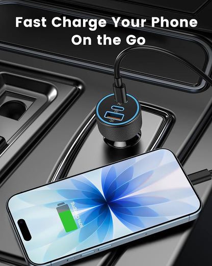 USB C Car Charger, 3-Port 67W Dual USBC & USB-A Car Phone Accessories Fast Power Adapter Cargador Carro PD/QC Cigarette Lighter for iPhone 17/16/15, iPad, Samsung Galaxy S25/S24, Android, 2-Pack