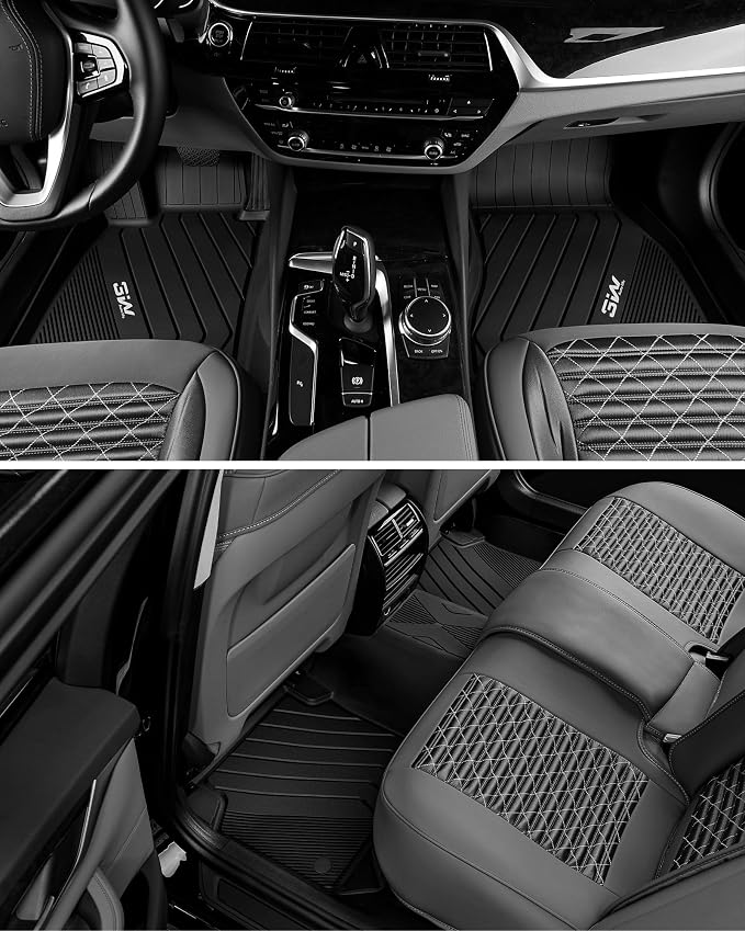 3W Floor Mats Custom Fit for BMW X5 (F15) 2014-2018 / BMW X6 (F16) 2015-2019, All Weather TPE Floor Liner 1st & 2nd Row Accessories Car Mats