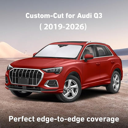 EcoNour Windshield Sunshade Compatible for Audi Q3 2019-2024 2025 2026, Sun Visor for Front Windshield & Window Sun Shade Cover, UV Heat Blocker & Protector, Car Accessories
