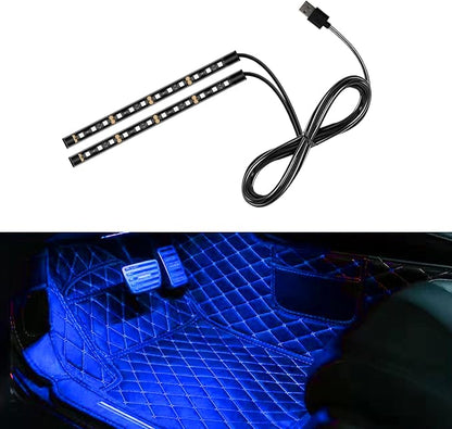 Car LED Strip Light, 24 LED RGB Neon Auto Interior Atmosphere Lights, 12V USB Port Under Dash Ambient Night Light, Universal Decorative Lamp Accessory for Car Truck (Blue, USB)