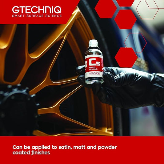 Gtechniq C5 Wheel Armour, Long Term Wheel Protection 15ml | Long-Term Alloy Wheel Sealant, Repels Brake Dust & Road Grime, Durable Hydrophobic Barrier for Easy Cleaning