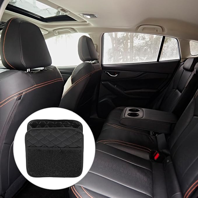 1 Pcs Universal Car Trash Can Hanging 10.2" Length 3.5" Width 10.2" Height Trash Bin Black Faux Leather Rhinestone