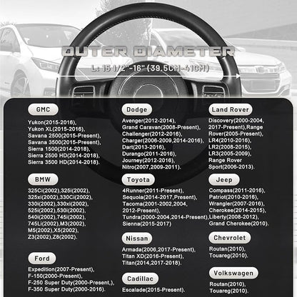 Steering Wheel Cover 15.25-16 inch, Non-Slip Car Wheel Protector for F-150 Tundra Range Rover, Non-Folding Packaging, Microfiber Leather, Black
