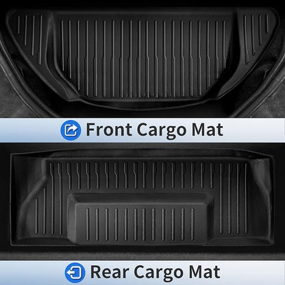 Floor Mats for Tesla Model X 5 Seater 2026 2025 2024 2023 All Weather Model X Floor Mats for Tesla Model X Accessories 2026 2025 2024 2023 TPE Back Seat Cover Trunk Frunk Mat Black