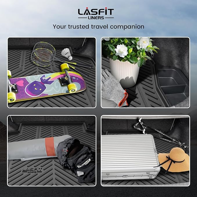 LASFIT Cargo Mat for 2009-2010 Toyota Corolla, All Weather TPE Custom Fit Trunk Mat Trunk Liner for Toyota Accessories, Waterproof, Easy to Clean, Black