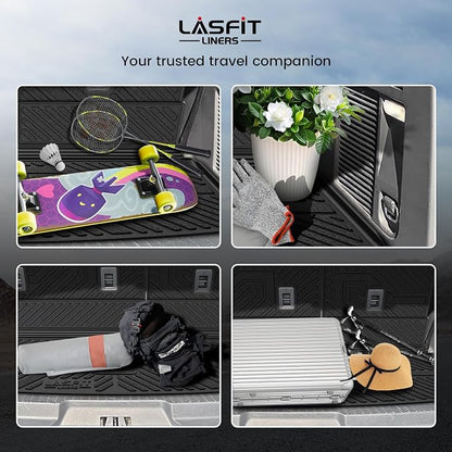 LASFIT Cargo Mat for Ford Expedition Standard&Lincoln Navigator Standard 2018-2024 Backrest Liner, Custom Fit All Weather Protector Split Design Easy Installation Trunk with Seatback Mat,4 pcs Black