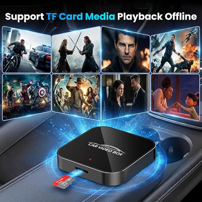 3-in-1 Magic Video Box—Wireless CarPlay & Android Auto Adapter Support YouTube,TikTok,TF Card,Wired-to-Wireless Conversion, No Latency Car Play AI Box for Cars from 2016 & IOS10+/Android 11+