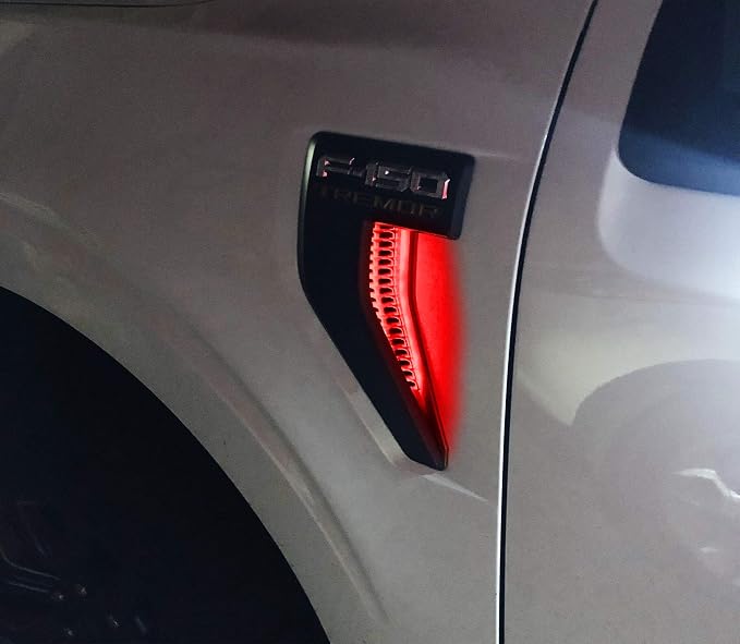 iJDMTOY Brilliant Red LED Background Illumination Lighting Kit Compatible with 2021-up Ford F150 Side Fender Emblem
