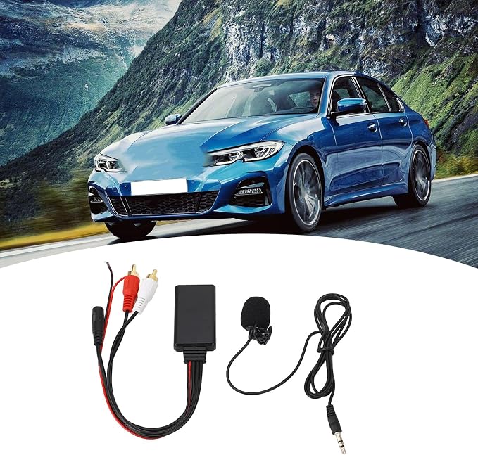 POCREATION Bluetooth AUX Module with Dual Cable Adapter and Built-in Hands-Free Microphone for Pioneer Car Stereo Systems