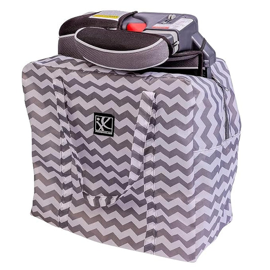 J.L. Childress Go-Go Travel Bag for Kids Backless Booster Seat - Compact Carrier for Airplane & Air Travel, For Toddler Backless Booster Car Seats, Also Fits Compact Strollers like GB Pocket - Chevron