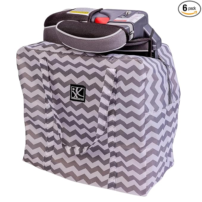J.L. Childress Go-Go Travel Bag for Kids Backless Booster Seat-Compact Carrier for Airplane & Air Travel,For_Toddler Backless Booster Car Seats,Fits Compact Strollers like GB Pocket-Chevron(Pack of 6)