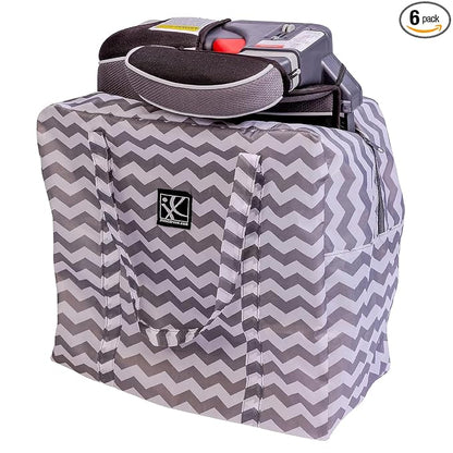 J.L. Childress Go-Go Travel Bag for Kids Backless Booster Seat-Compact Carrier for Airplane & Air Travel,For_Toddler Backless Booster Car Seats,Fits Compact Strollers like GB Pocket-Chevron(Pack of 6)